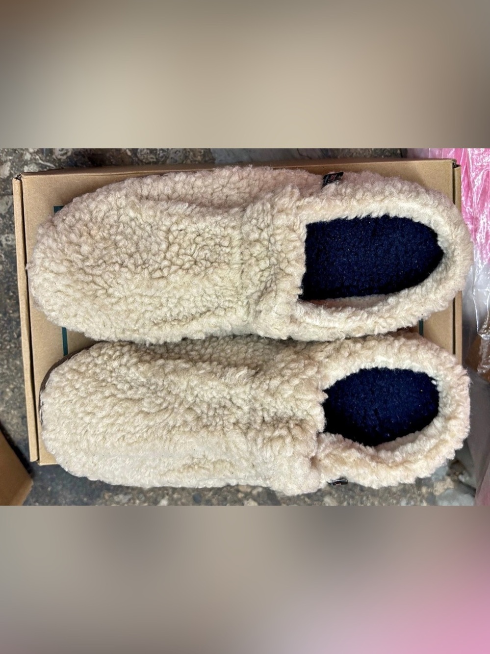 L.L. Women's Cozy Slipper Slides in Cream and Brown